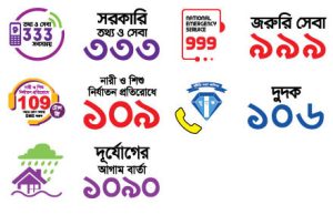 জরুরি হেল্পলাইন নম্বর